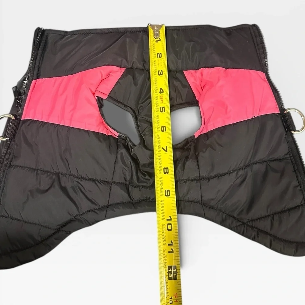 NWOT Small Dog Puffer Coat Pink and Black With Leash Rings and Zipper